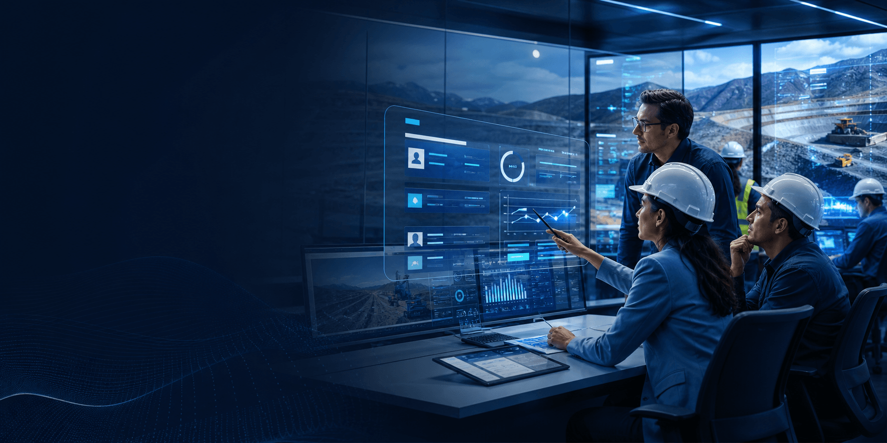 Profesionales en entorno industrial revisando capacitaciones digitales
